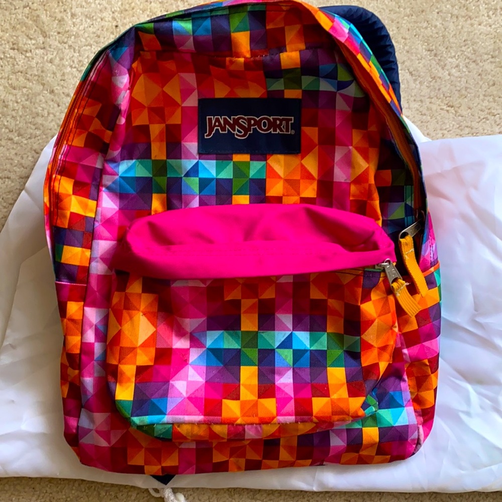 Gently used JANSPORT vintage kaleidoscope nylon backpack